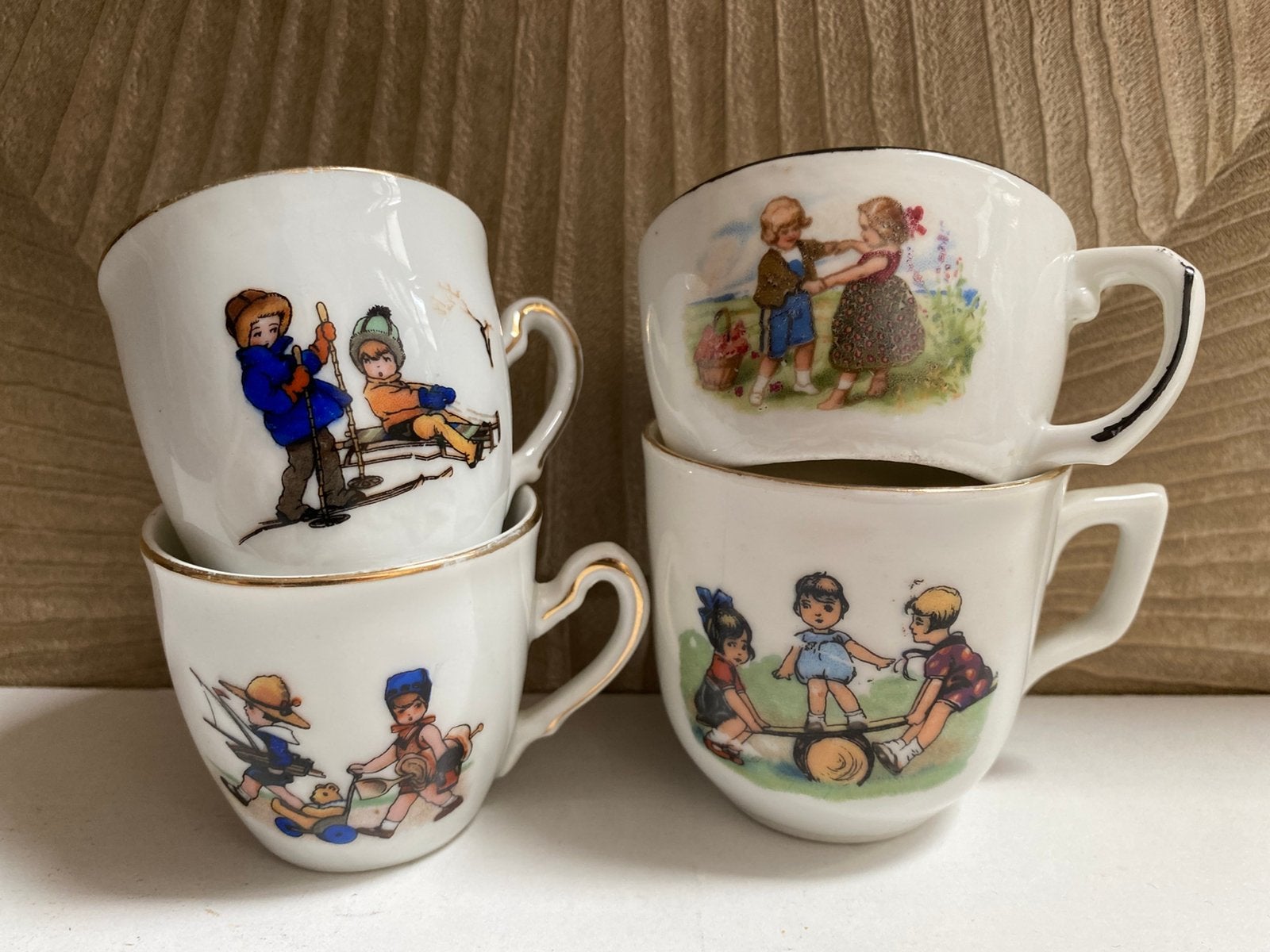 4 stuks antieke kinder/poppen servies onderdelen - 1920/50s, Ophalen of Verzenden