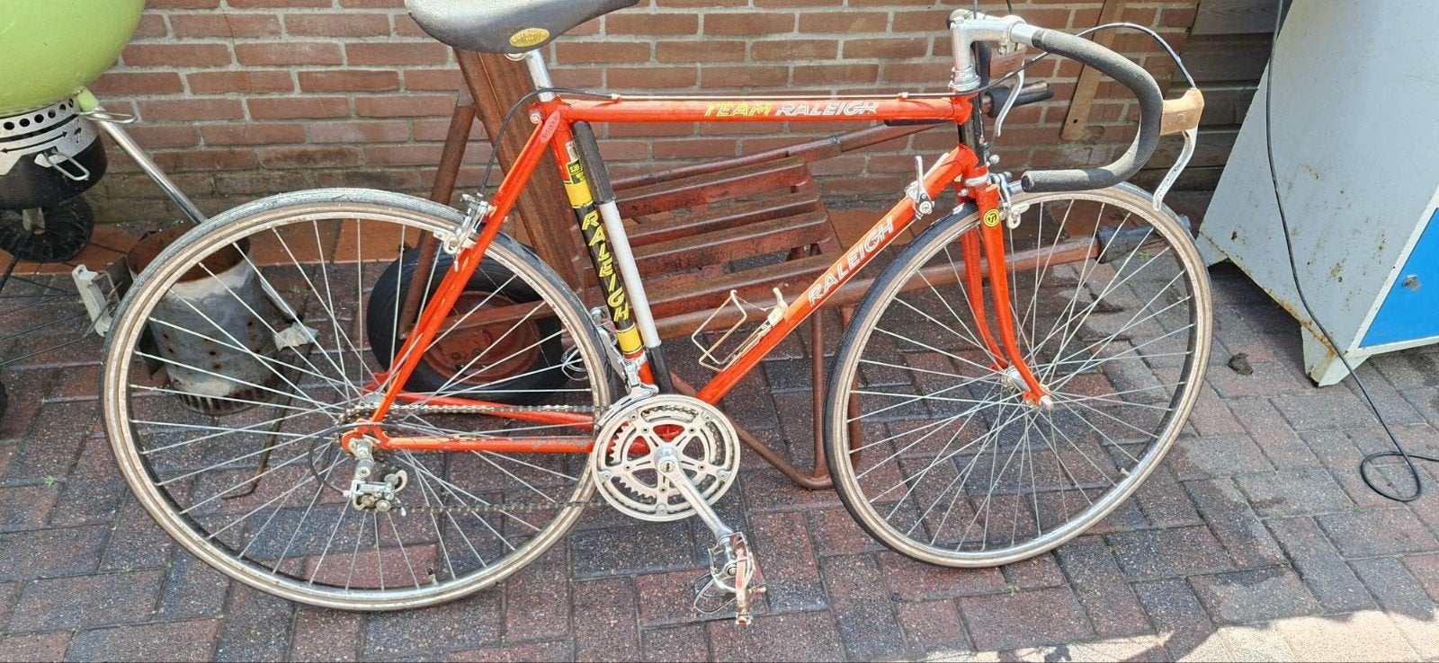 Vintage Team Raleigh racefiets - Oranje, Fietsen en Brommers, Overige merken, 28 inch, Gebruikt, Ophalen of Verzenden