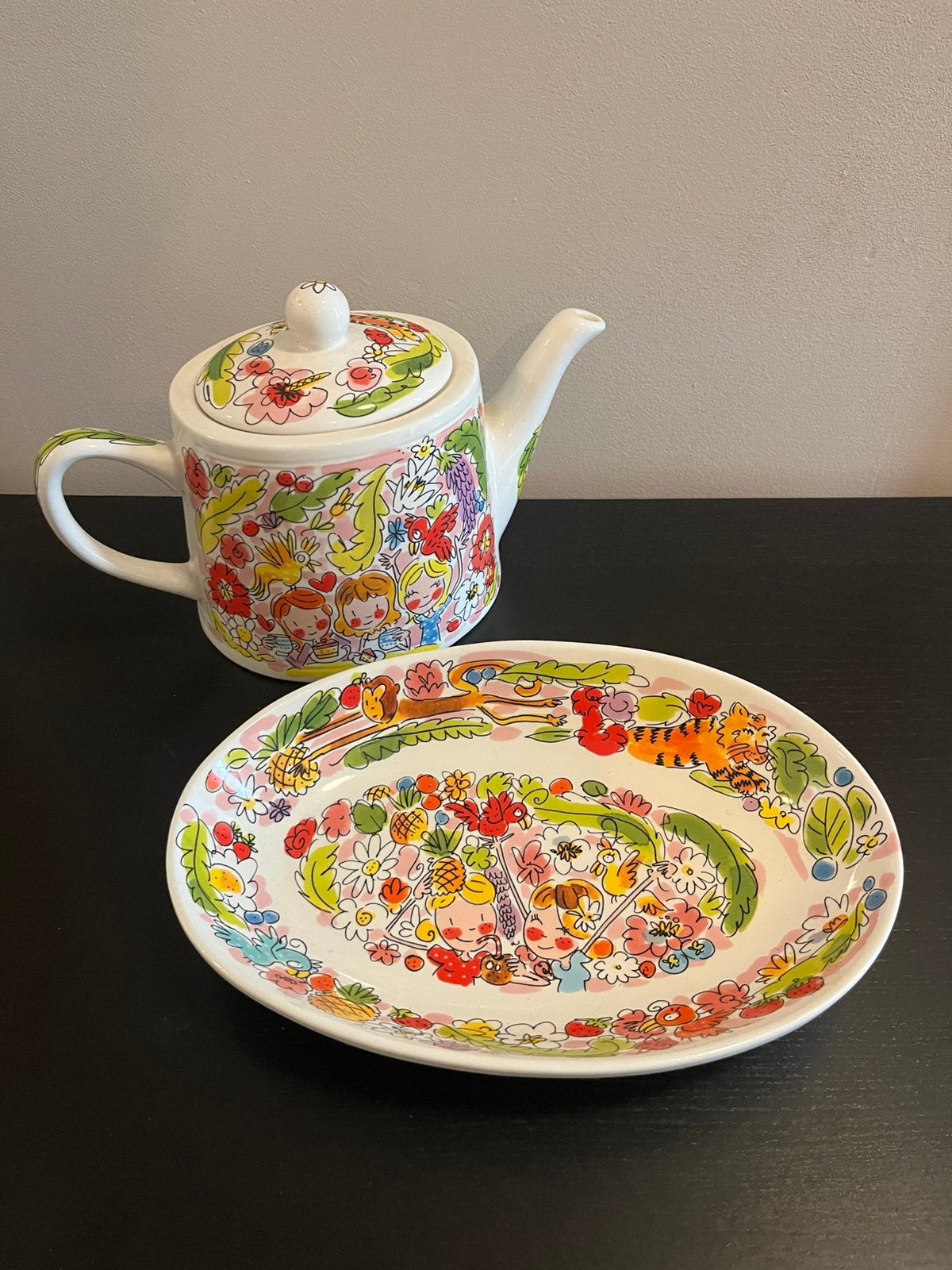Paradise theepot en schaal Blond Amsterdam, Ophalen, Zo goed als nieuw, Aardewerk, Schaal of Schalen