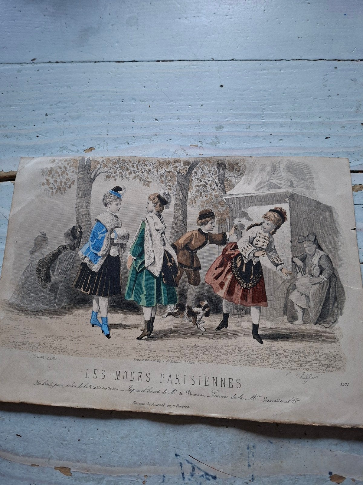 Oude mode prent 'LES MODES PARISIENNES' (27x19.5cm), Antiek en Kunst, Ophalen of Verzenden