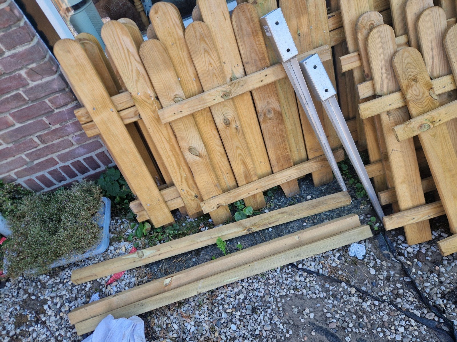 Tuinhekjes 80 cm hoog met paalhouders en paaltjes, Ophalen, Nieuw, Hout, Tuinhek