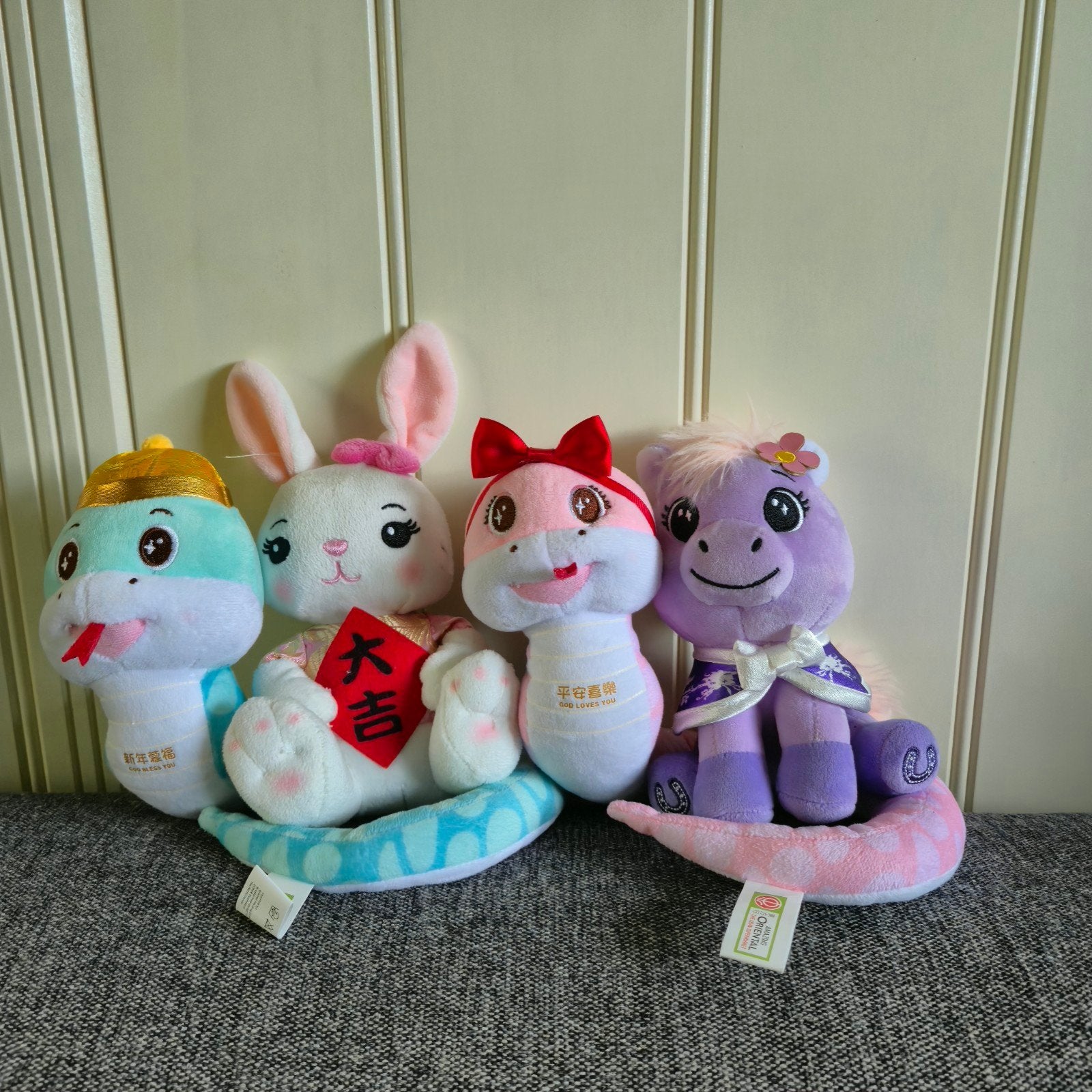 4 Chinese Horoscoop Knuffels - Konijn, Slang, Paard, Ophalen of Verzenden