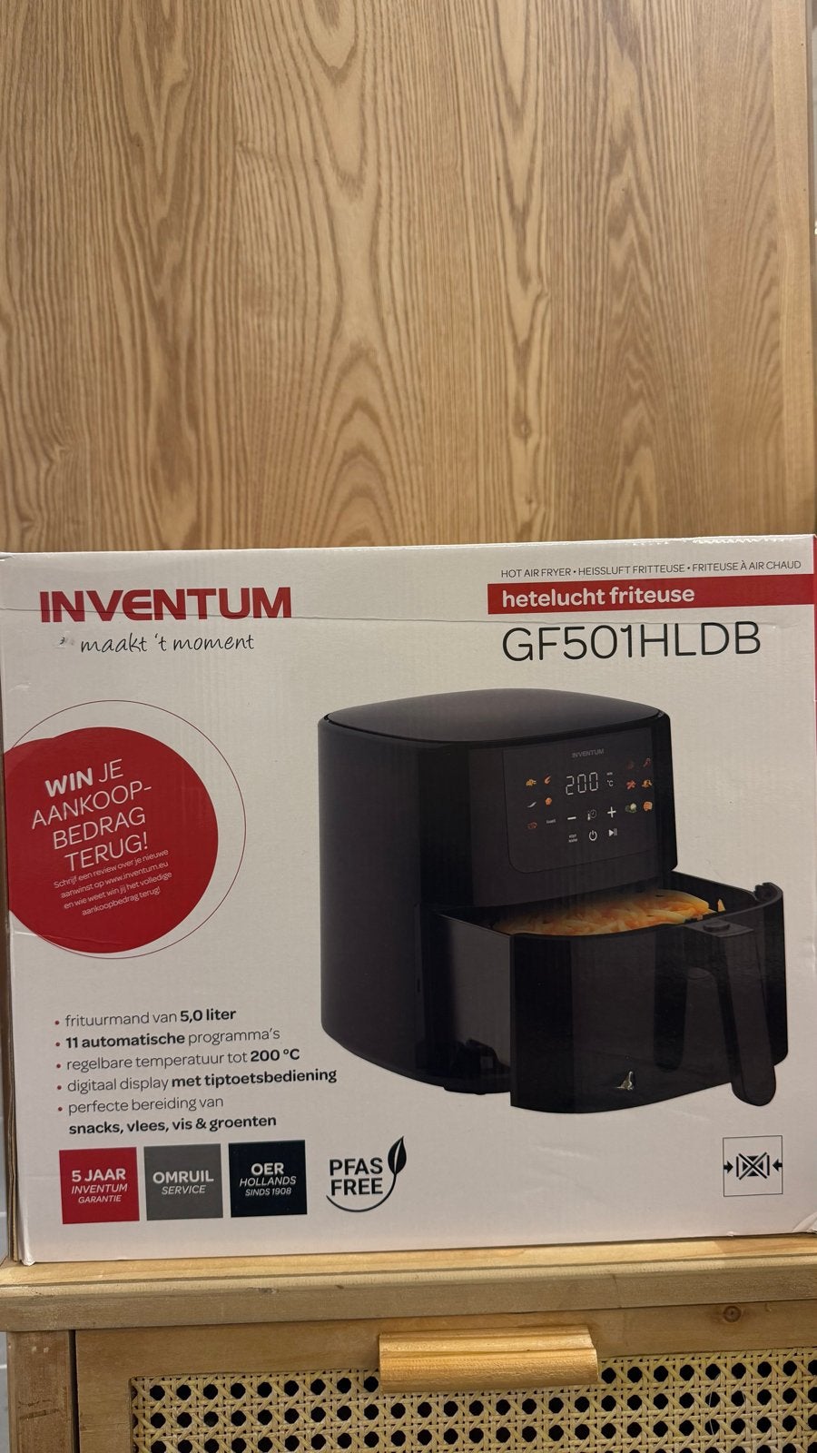 Heteluchtfriteuse Inventun - Nieuw in doos, 4 liter of meer, Ophalen, Nieuw, Uitneembare binnenpan
