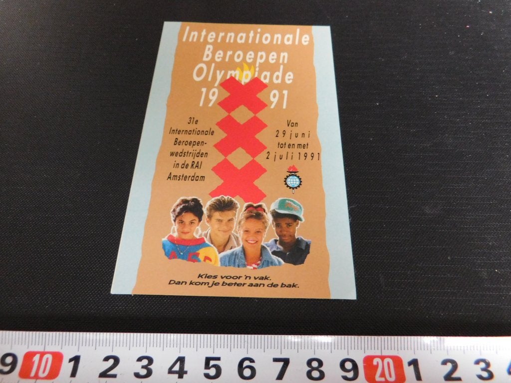 sticker Amsterdam RAI Internationale beroepen Olympiade 1991, Ophalen of Verzenden, Zo goed als nieuw