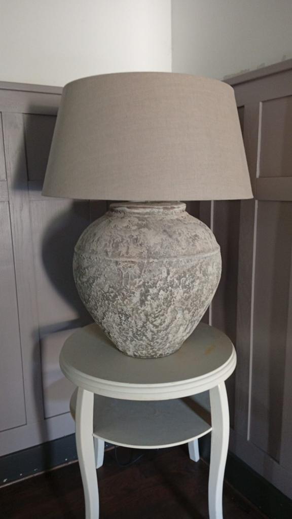 Kruiklamp met kap. Grijs/Taupe, Huis en Inrichting, Lampen | Tafellampen, Ophalen, Zo goed als nieuw, Minder dan 50 cm