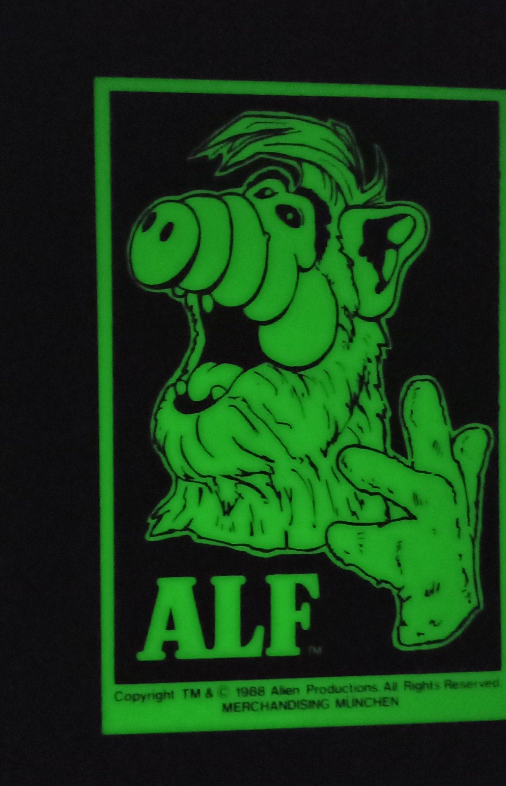 Vintage ALF Glow in the Dark hard plastic plaatje 1988, Verzamelen, Ophalen of Verzenden, Gebruikt, Tv