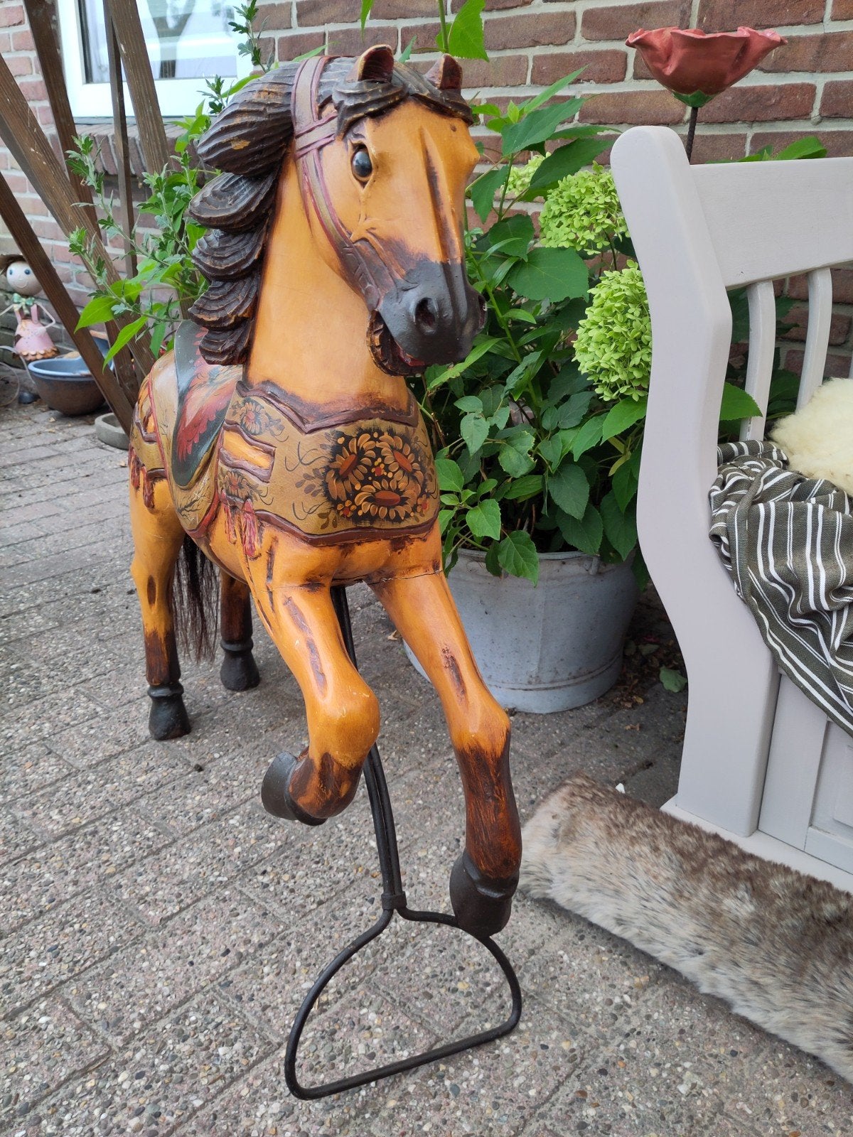 Decoratief Paard - Handgeschilderd met Paardenhaar Staart, Ophalen