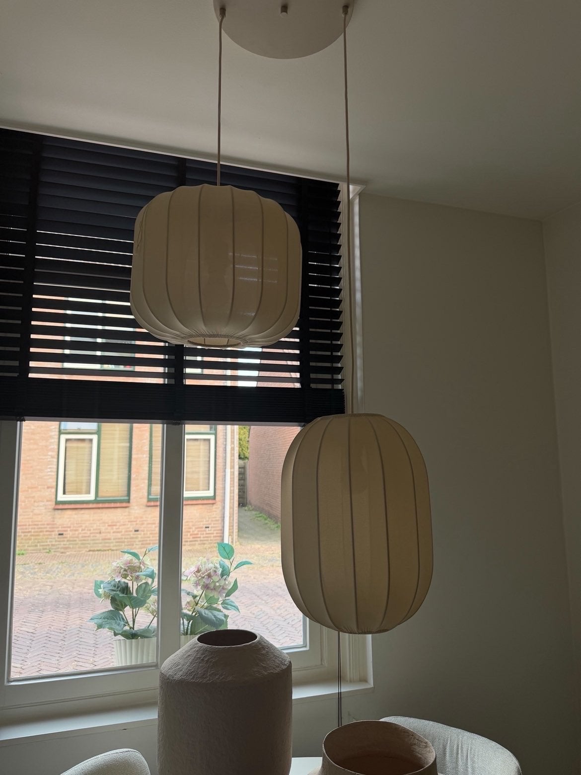 Hanglampen Karwei - Set van 2, Ophalen, Zo goed als nieuw, Textiel, E27 (groot)
