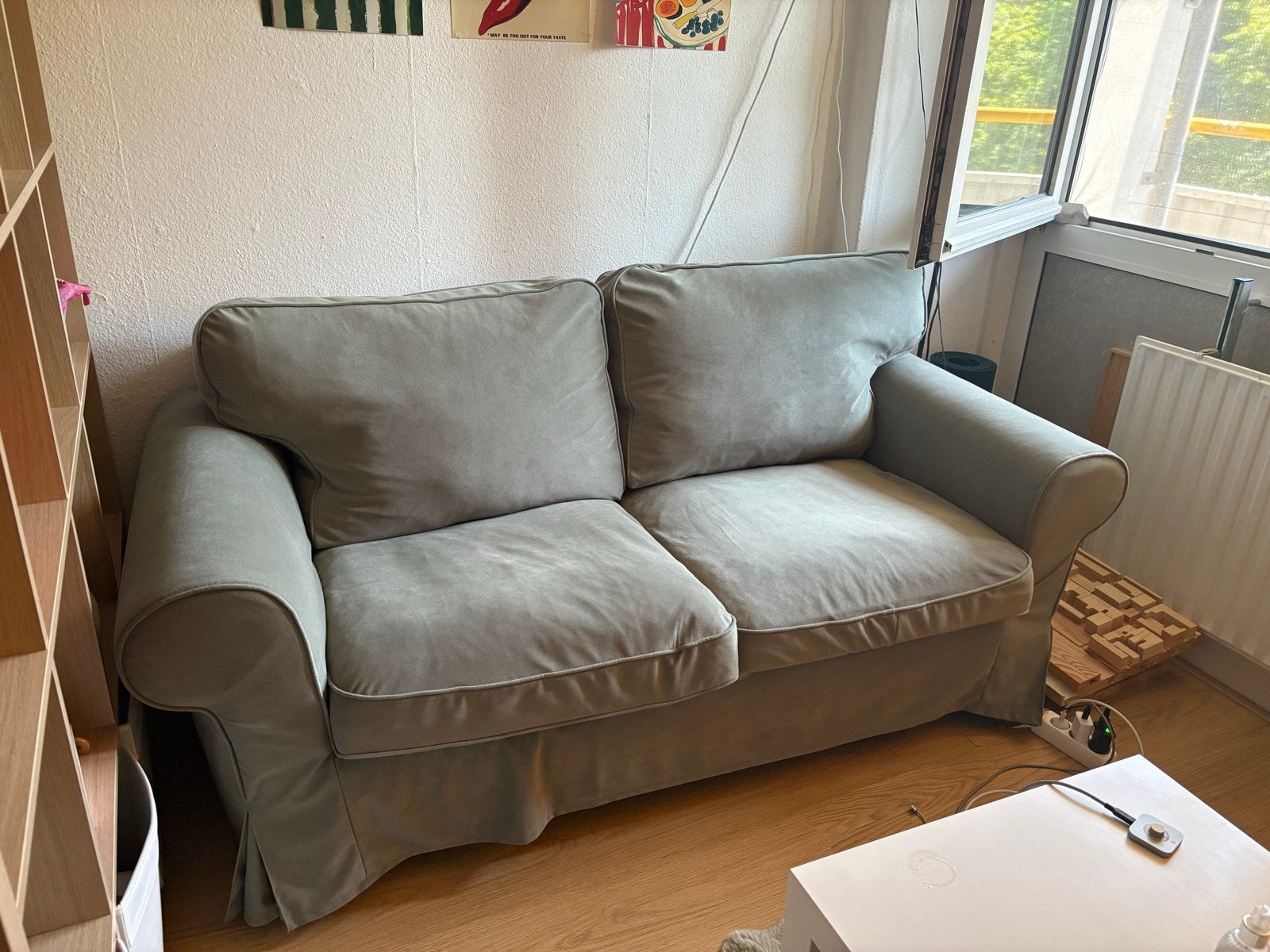 IKEA Ektorp 2-zitsbank, Hakebo grijsgroen - Goede staat, Ophalen, 150 tot 200 cm, Tweepersoons, 75 tot 100 cm