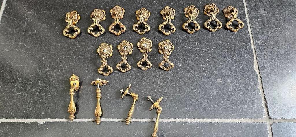 Prachtige oude koperen kastknopjes ladeknopjes greepjes, Antiek en Kunst, Ophalen of Verzenden