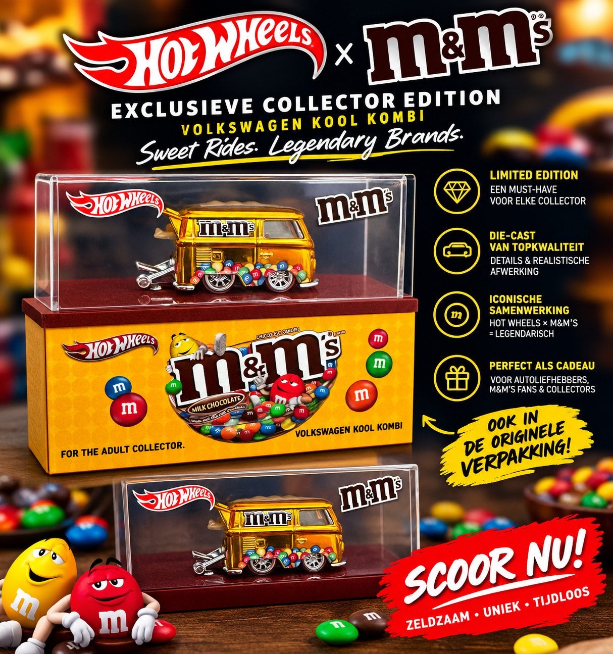 Hot Wheels M&M's Volkswagen Kool Kombi - Limited Edition, Ophalen of Verzenden, Zo goed als nieuw, Auto