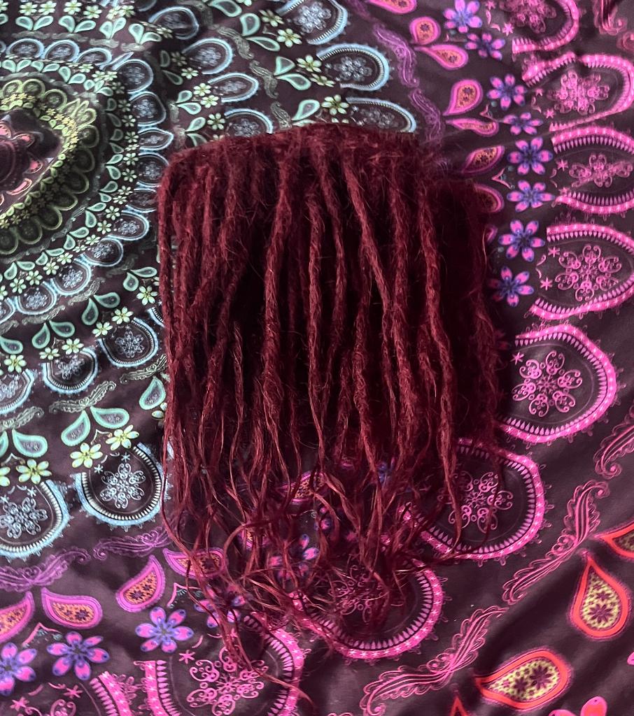 39 donkerrode human hair clip dread extensions van 35-40cm, Ophalen of Verzenden, Nieuw, Pruik of Haarverlenging