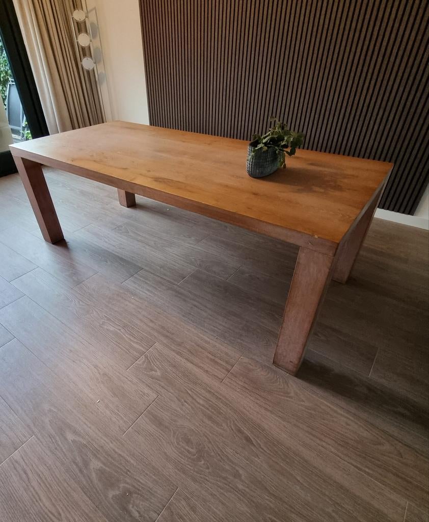 Massief eikenhouten eettafel 220x100 cm, Huis en Inrichting, Tafels | Eettafels, Ophalen, Gebruikt, 100 tot 150 cm, Eikenhout