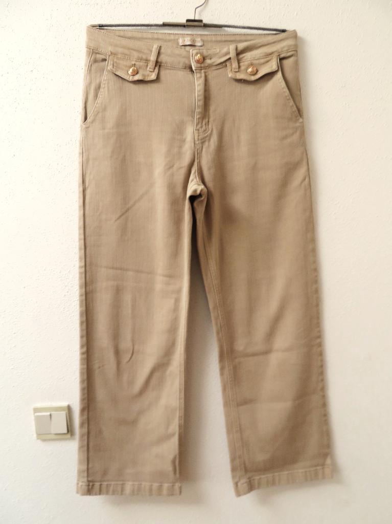 X57 ZAC & ZOE jeans broek wijde pijpen beige XL42 = 40 Ned, Maat 38/40 (M), Zac & Zoe, Beige, Nieuw