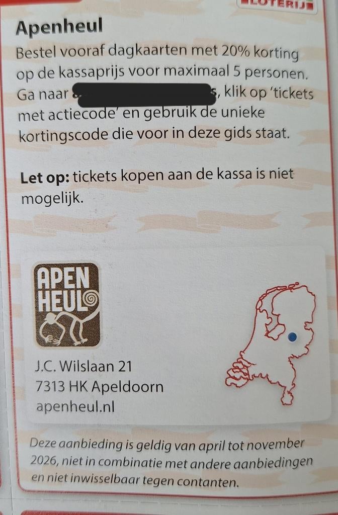 Apenheul Apeldoorn online kaarten 20% korting, Drie personen of meer, Kortingskaart