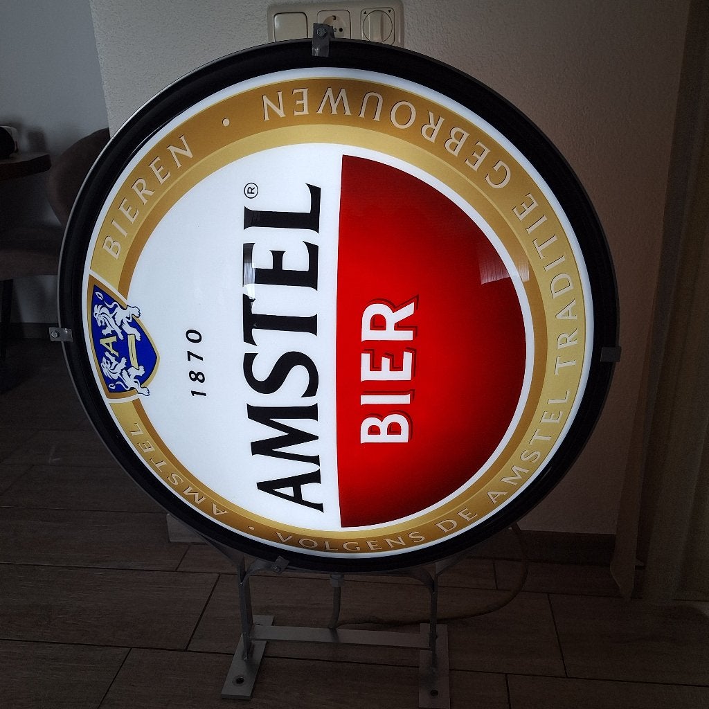 Amstel bier grote dubbelzijdige lichtbak gevelreclame, Ophalen, Gebruikt, Lichtbak of (neon) lamp
