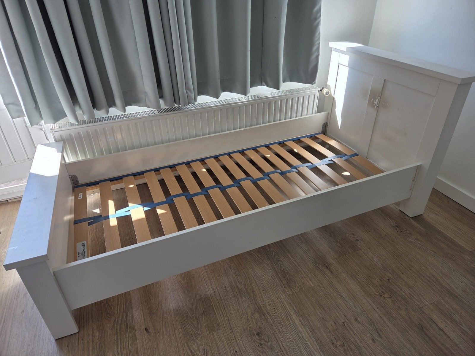 Eenpersoonsbed wit 90x200 cm met lattenbodem, Gebruikt, 90 cm, Eenpersoons, Wit