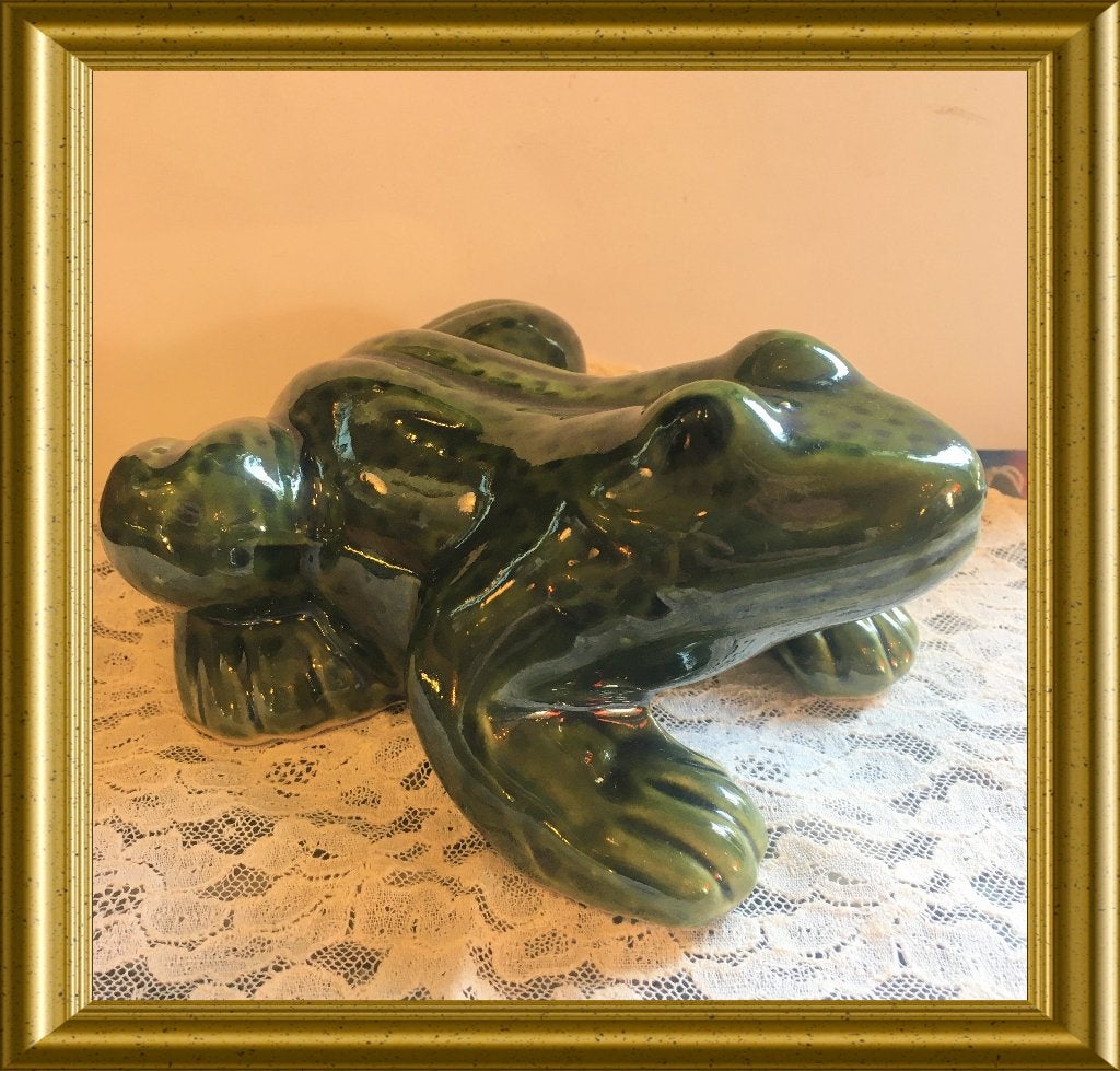 Grote groene keramiek kikker, Ophalen of Verzenden