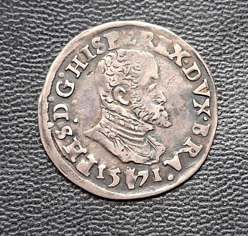1/10 filipsdaalder 1571 antwerpen zilver zuidelijk brabant, Postzegels en Munten, Munten | Nederland, Vóór koninkrijk, Zilver