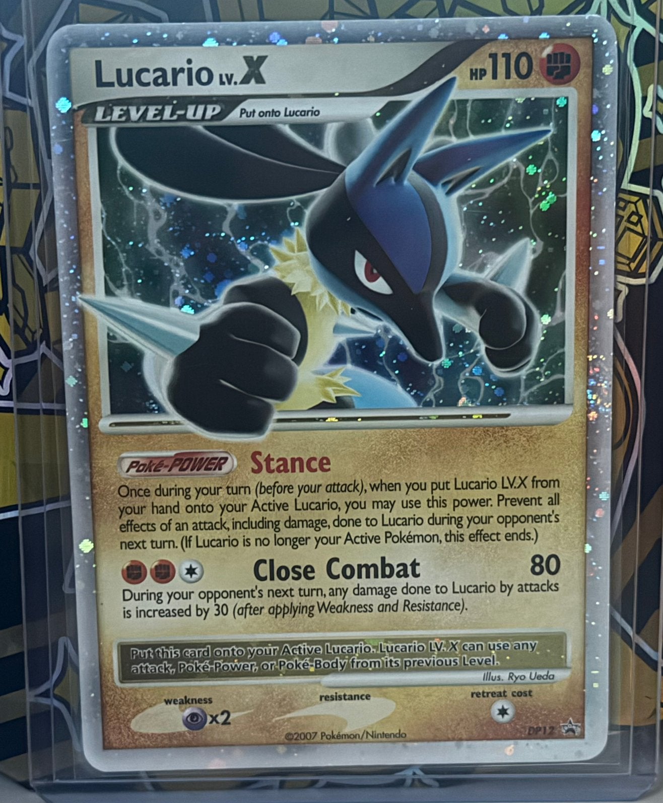 Pokémon Lucario LV.X DP12 Promo Holo – 2007 – Verzamelkaart, Ophalen of Verzenden, Gebruikt, Losse kaart