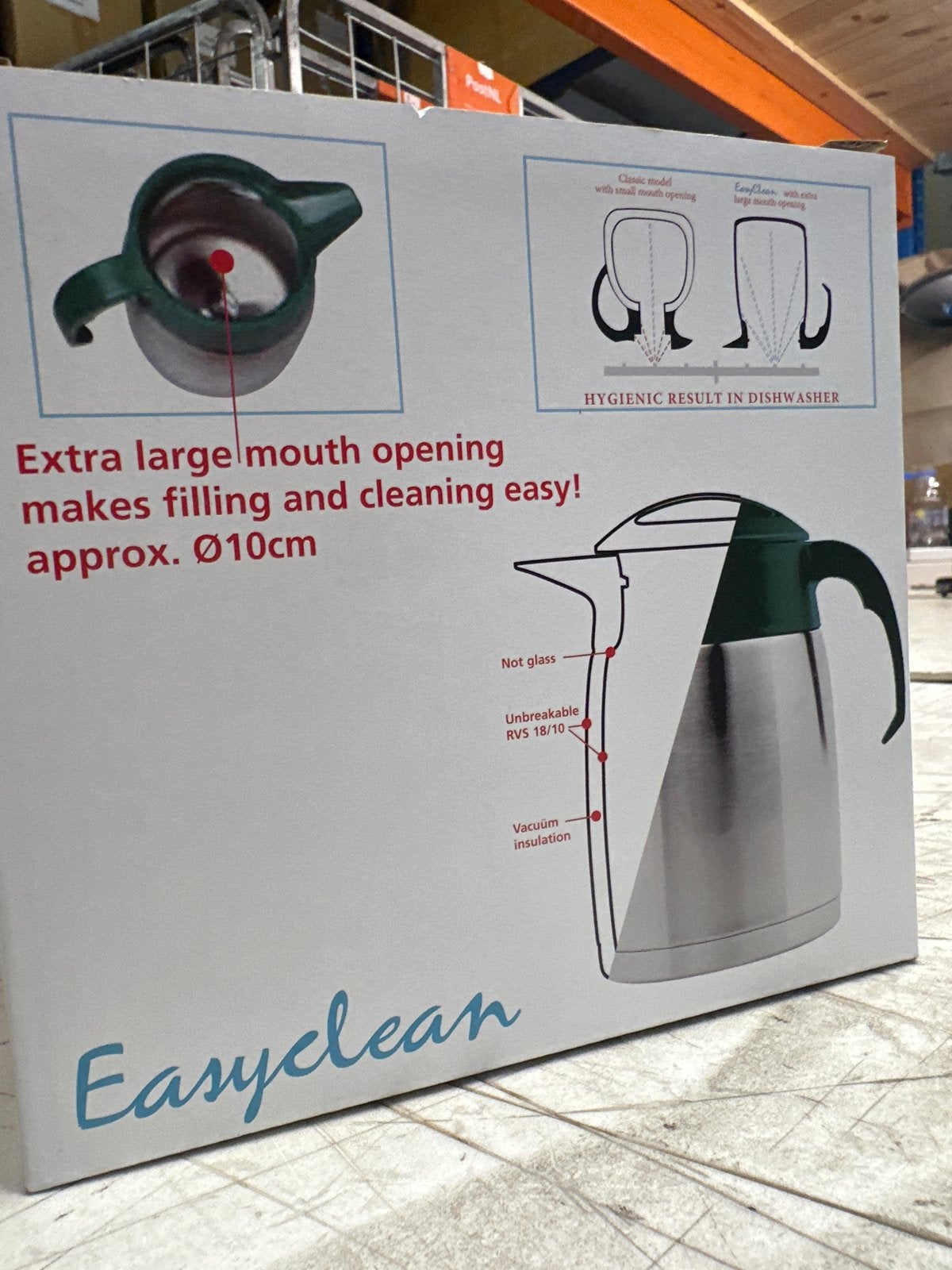 EasyClean Thermoskan RVS 0,9L - Onbreekbaar & Vaatwasserbest, Overige typen, Ophalen of Verzenden, Metaal, Nvt