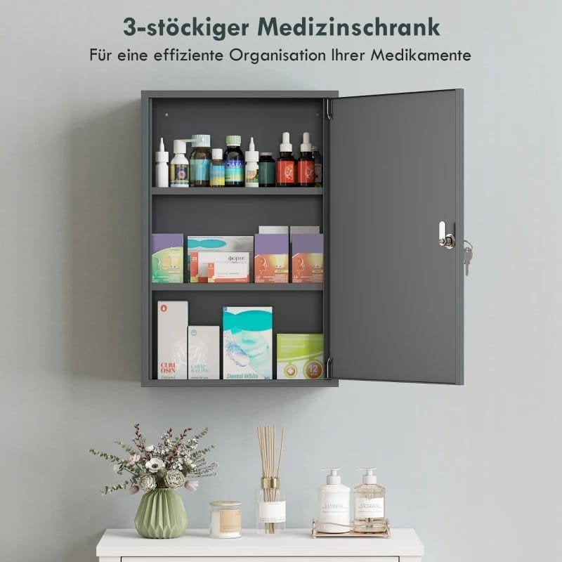 Grijze afsluitbare medicijnkast voor wandmontage, Ophalen of Verzenden, Nieuw
