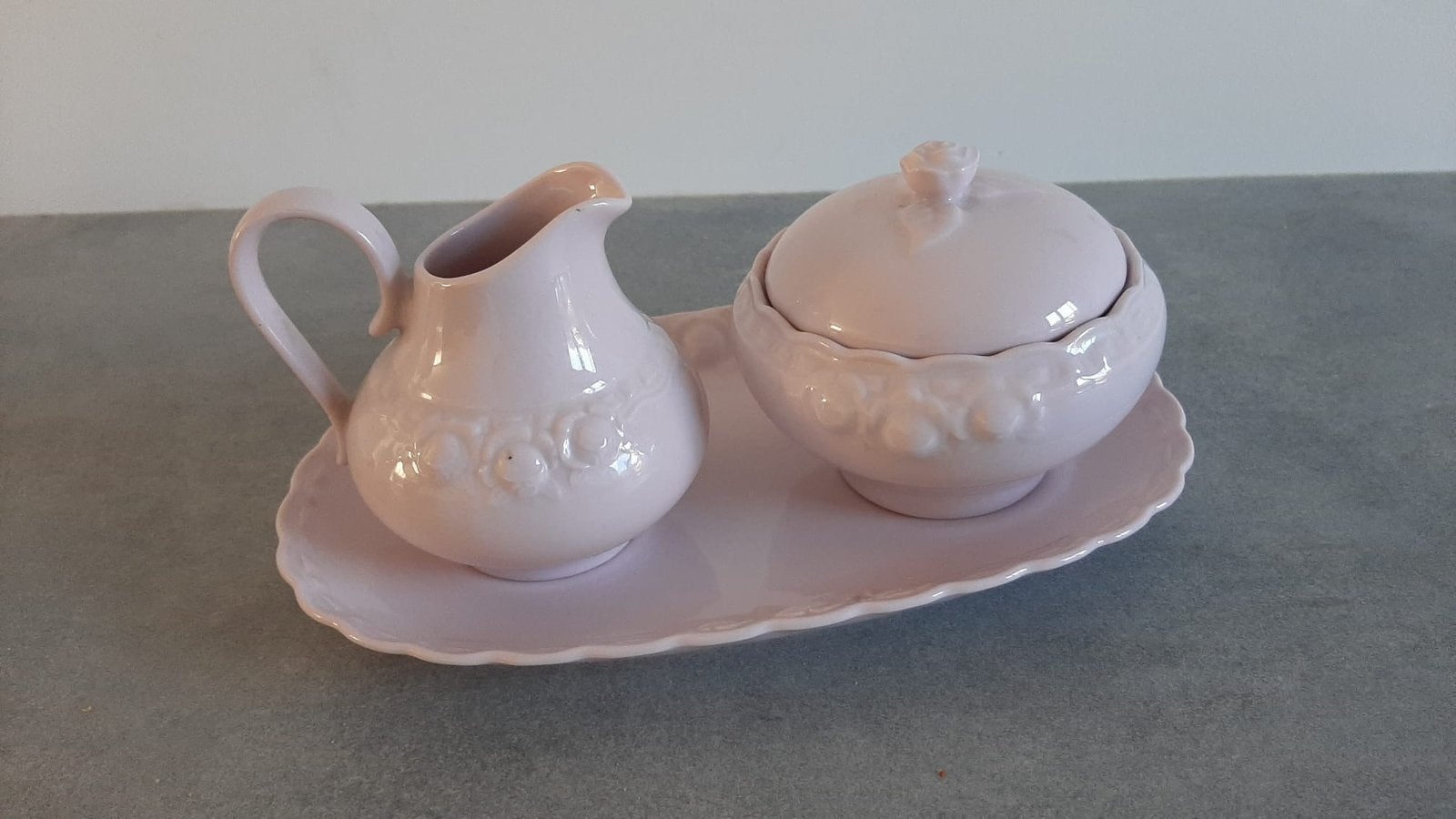 Hutschenreuter drache roze suiker en melk set met dienblad, Ophalen of Verzenden