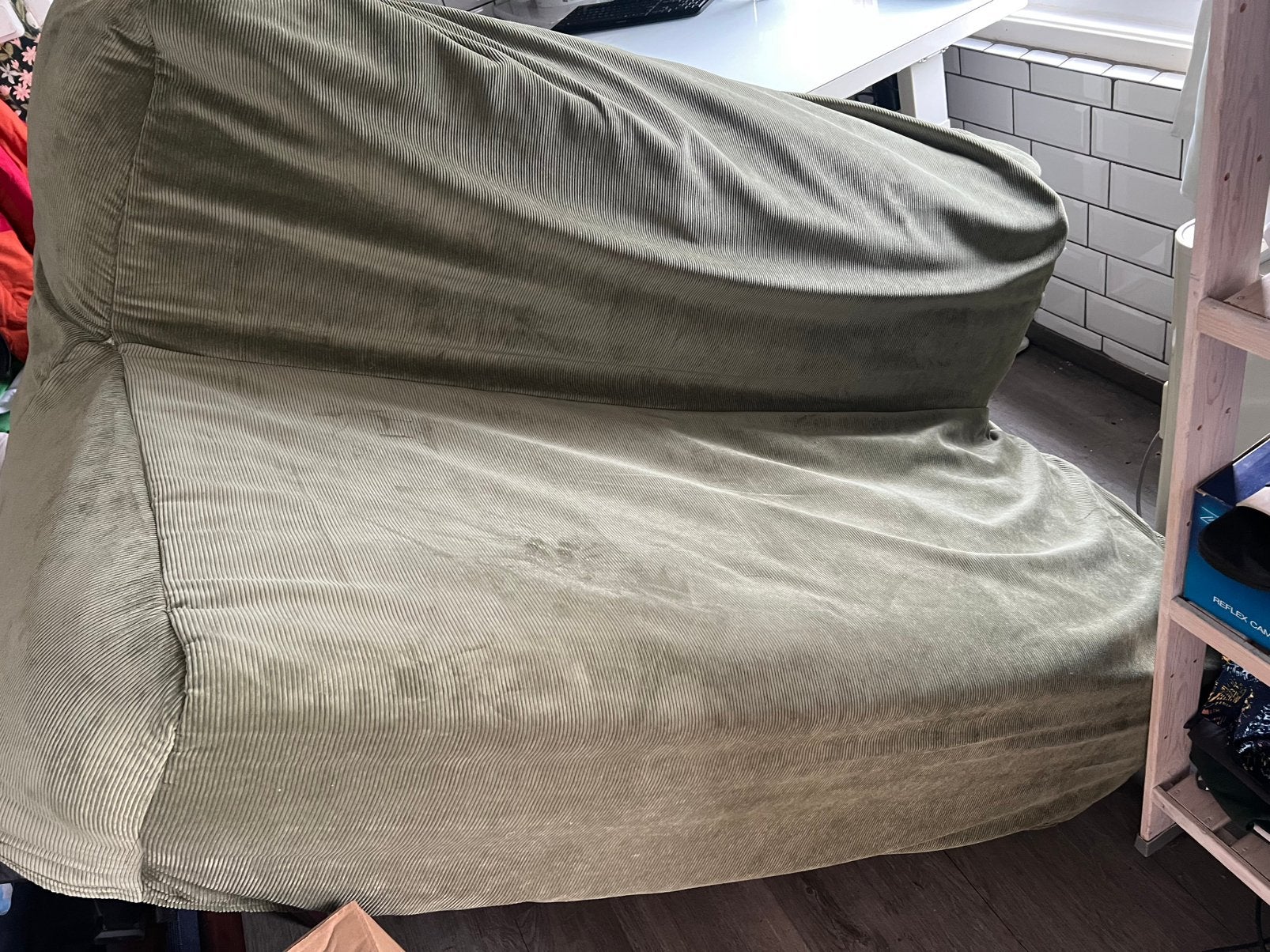 Ikea Slaapbank Lycksele met groene hoes en matras, Ophalen, Gebruikt, Tweepersoons, 140 cm