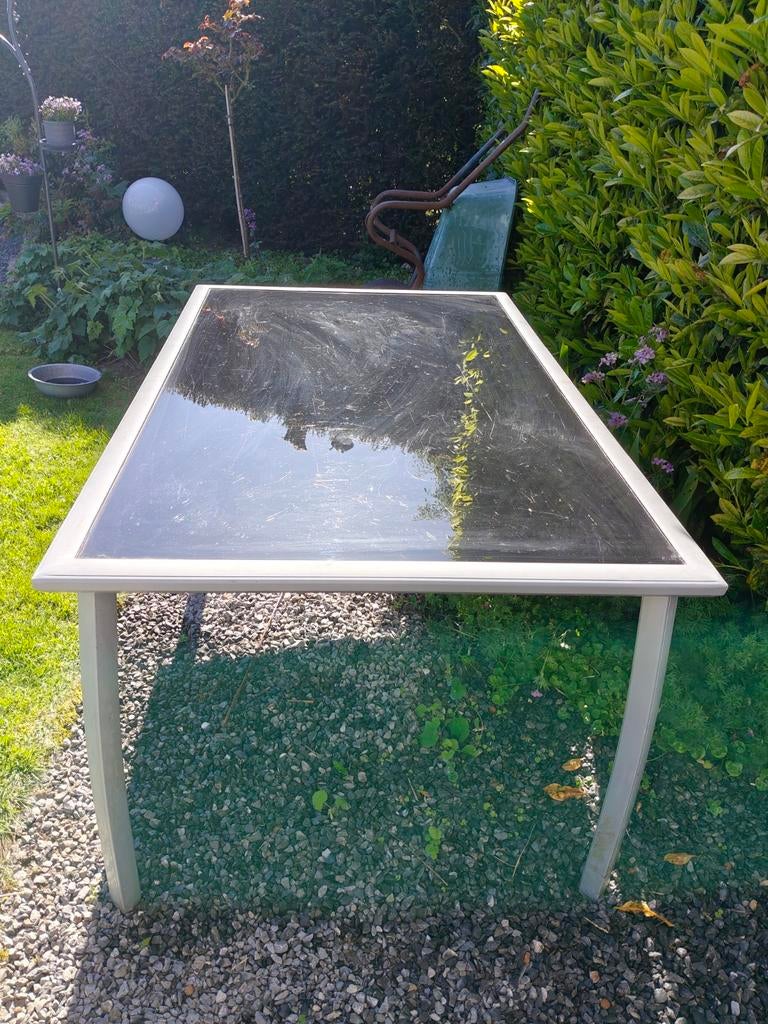 Tuin/balkontafel met glazen blad, Ophalen
