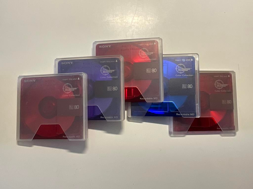 Minidisc’s  SONY COLOR COLECTION. 5x  als nieuw. 80 minuten, Ophalen of Verzenden