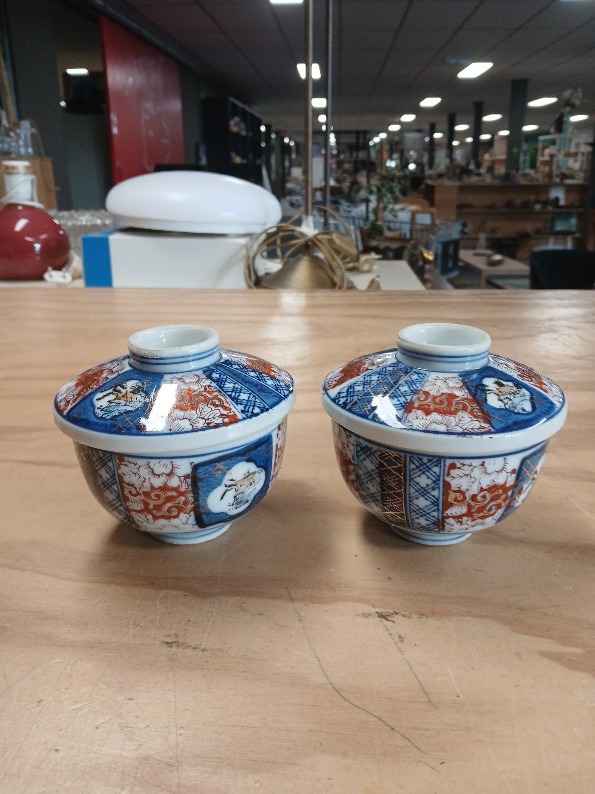 Set van 2 Japanse kommen met deksel - Porselein, Ophalen of Verzenden