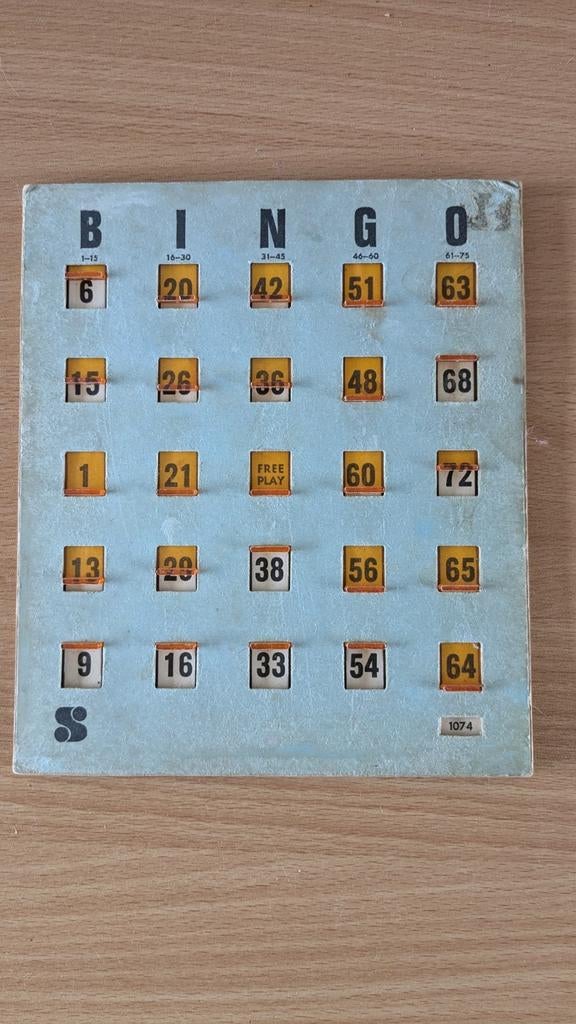 Vintage bingo schuifkaart. In goede staat., Ophalen of Verzenden, Gebruikt