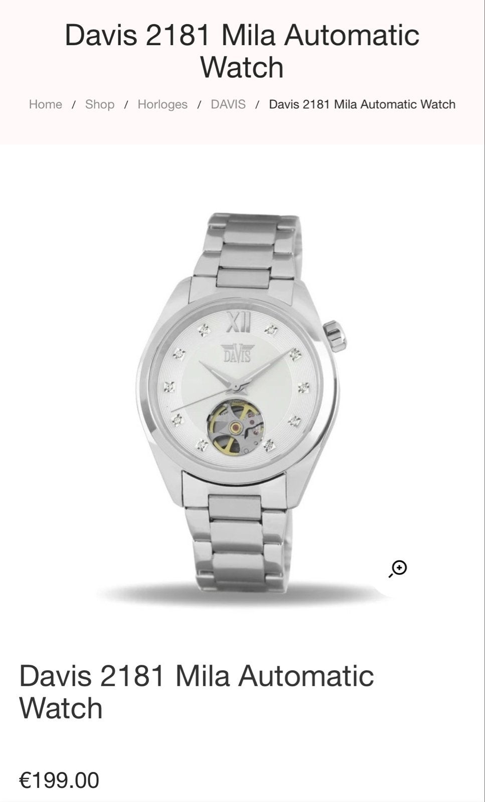 Davis 2181 Mila Automatisch Horloge - Elegant en Stijlvol, Overige merken, Staal, Polshorloge, Nieuw
