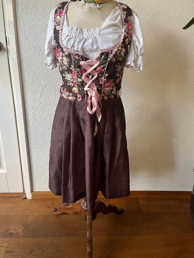 Vintage Dirndl van Fuchs trachtenmoden met schort maat 40, Maat 38/40 (M), Fuchs, Ophalen of Verzenden, Overige thema's