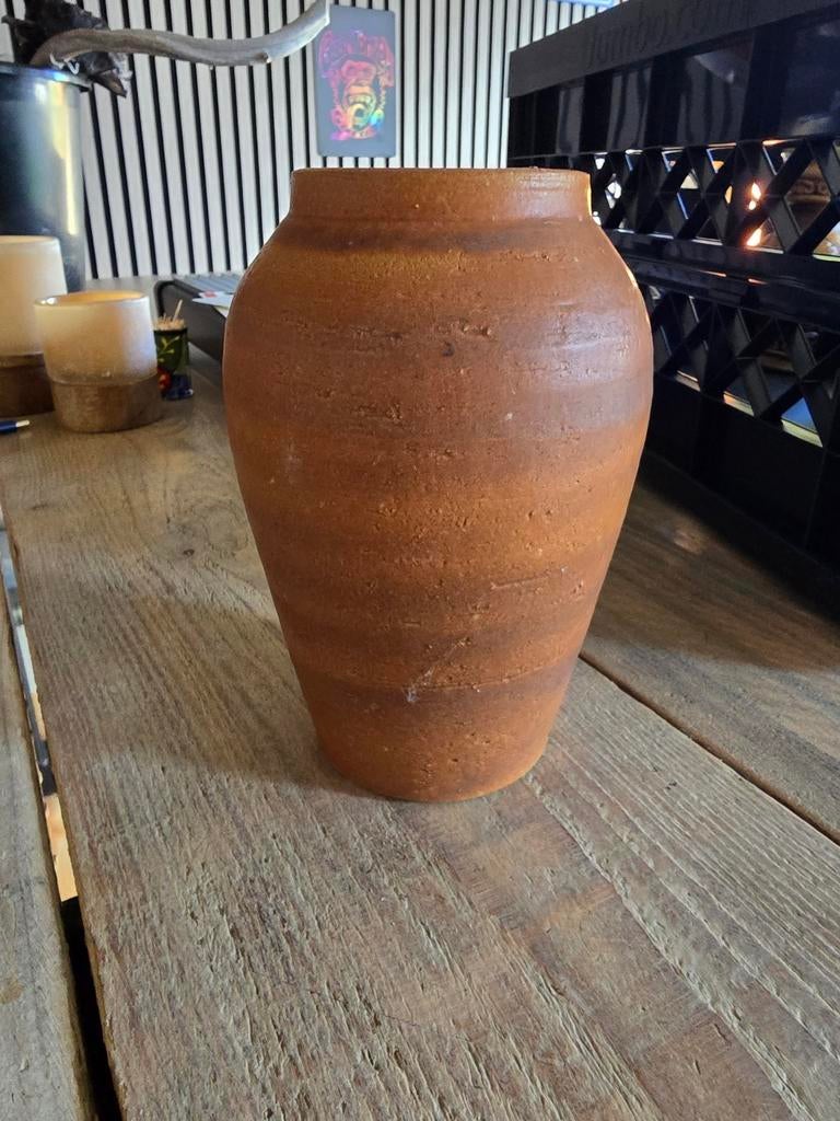 Vintage aardewerk vaas/pot - 18.5 cm hoog, Ophalen of Verzenden