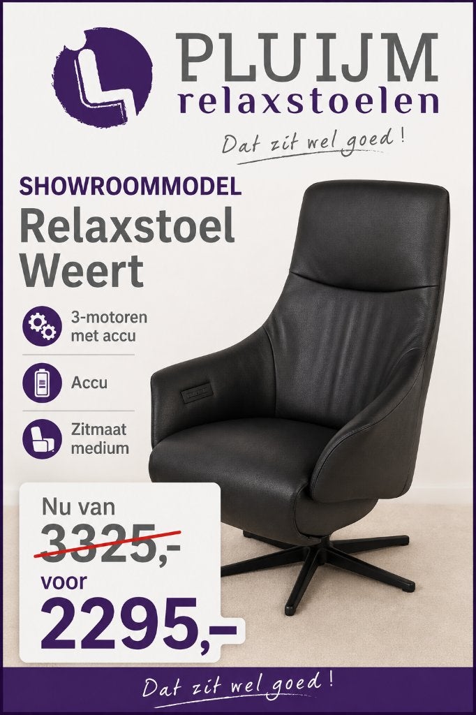 Relaxstoel Weert NV1025, Minder dan 75 cm, Nieuw, Leer, Ophalen of Verzenden