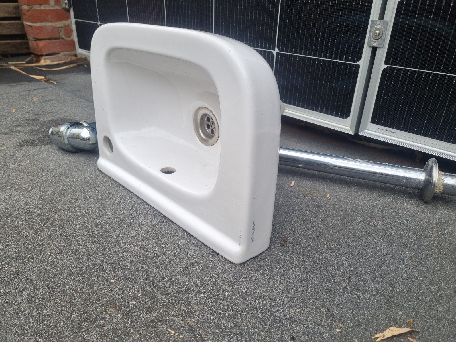 Sphinx toilet wastafel met verchroomde sifon + afvoerbuis, Ophalen, Gebruikt, Wastafel