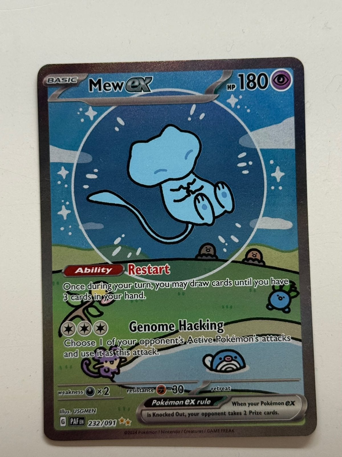 Mew ex Pokémon kaart - 232/091 - paldean fates, Ophalen of Verzenden, Zo goed als nieuw, Losse kaart