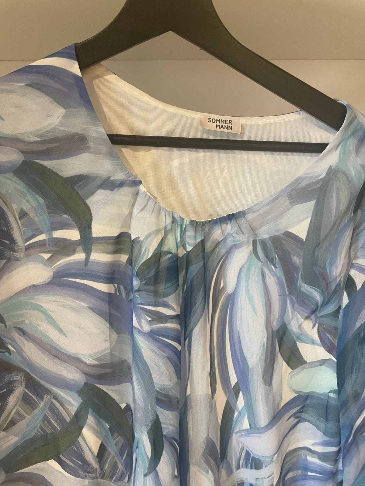 Sommermann blouse met bloemenprint, maat M, Blauw, Maat 46/48 (XL) of groter, Ophalen of Verzenden, Zo goed als nieuw