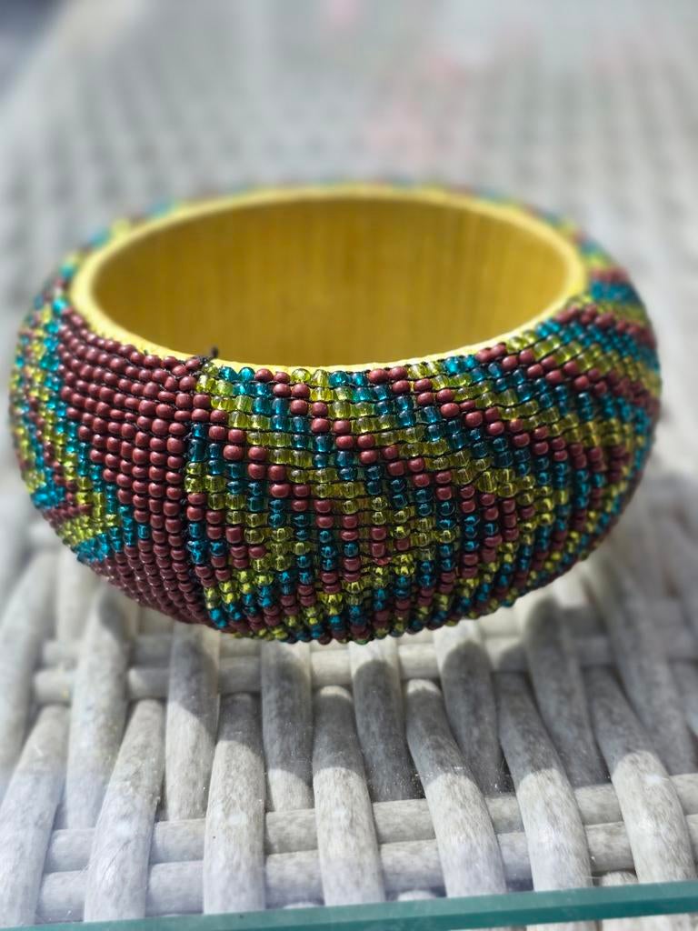 Afrikaanse kralen armband - Zeer goede staat, Ophalen of Verzenden, Zo goed als nieuw, Bruin, Overige materialen