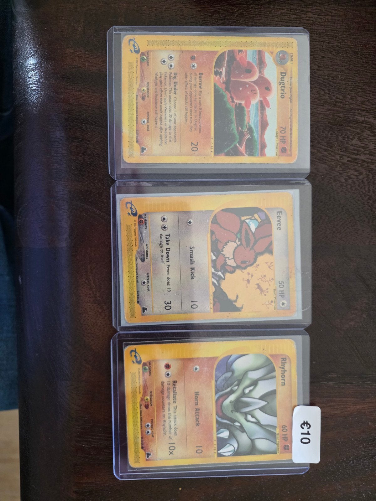 Vintage Pokémon kaarten - Dugtrio, Eevee, Rhyhorn, Ophalen of Verzenden, Gebruikt, Meerdere kaarten