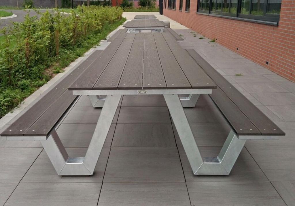 Picknicktafel duurzaam onderhoudsarm van staal en composiet, Tuin en Terras, Picknicktafels, Ophalen of Verzenden, Nieuw, Rechthoekig