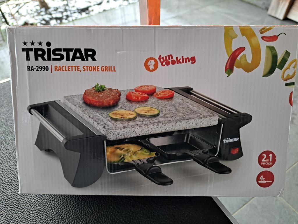 Tristar RA-2990 Raclette Stone Grill - Nieuwstaat, Witgoed en Apparatuur, Contactgrills, Zo goed als nieuw, Uitneembare platen