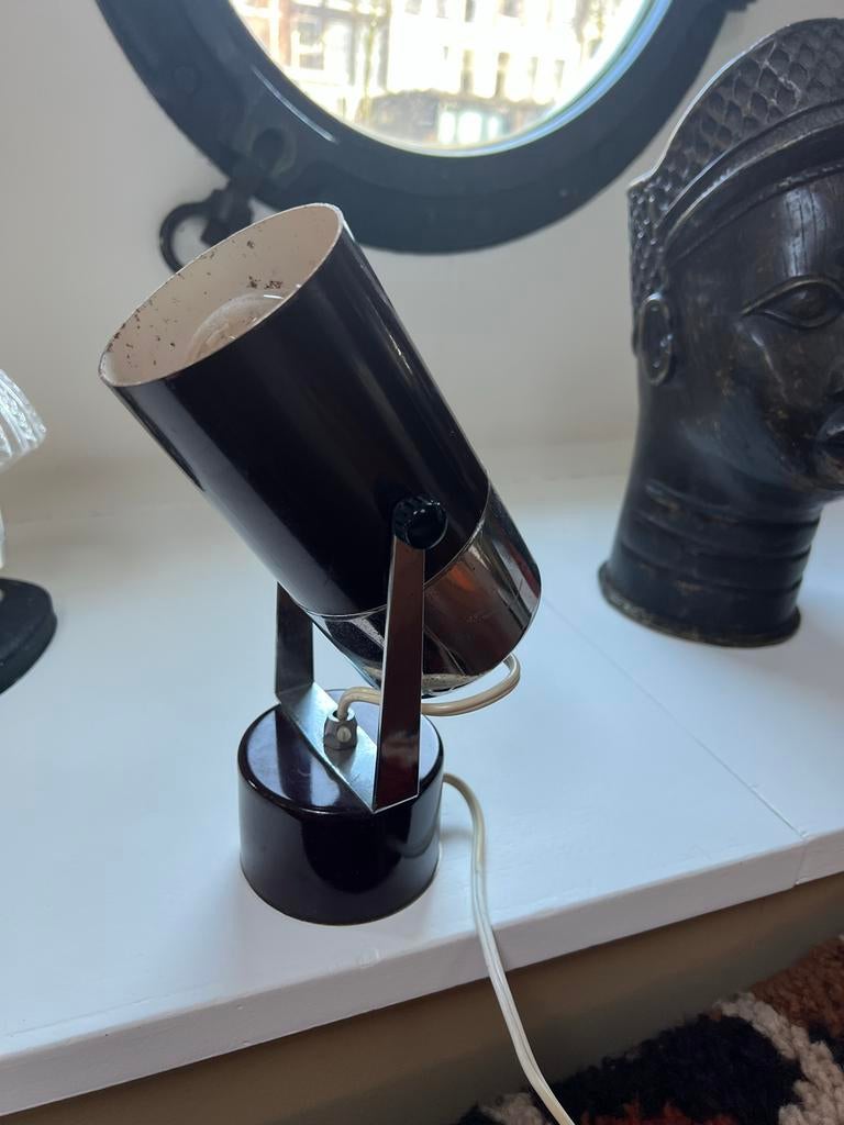 Vintage Bruine Spot Lamp, Gebruikt, Metaal of Aluminium, Vintage, Ophalen of Verzenden