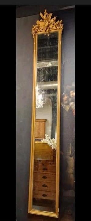 Antiek Hoge spiegel uit Groningen | damspiegel | passpiegel, Antiek en Kunst, Ophalen of Verzenden, Rechthoekig, Minder dan 50 cm