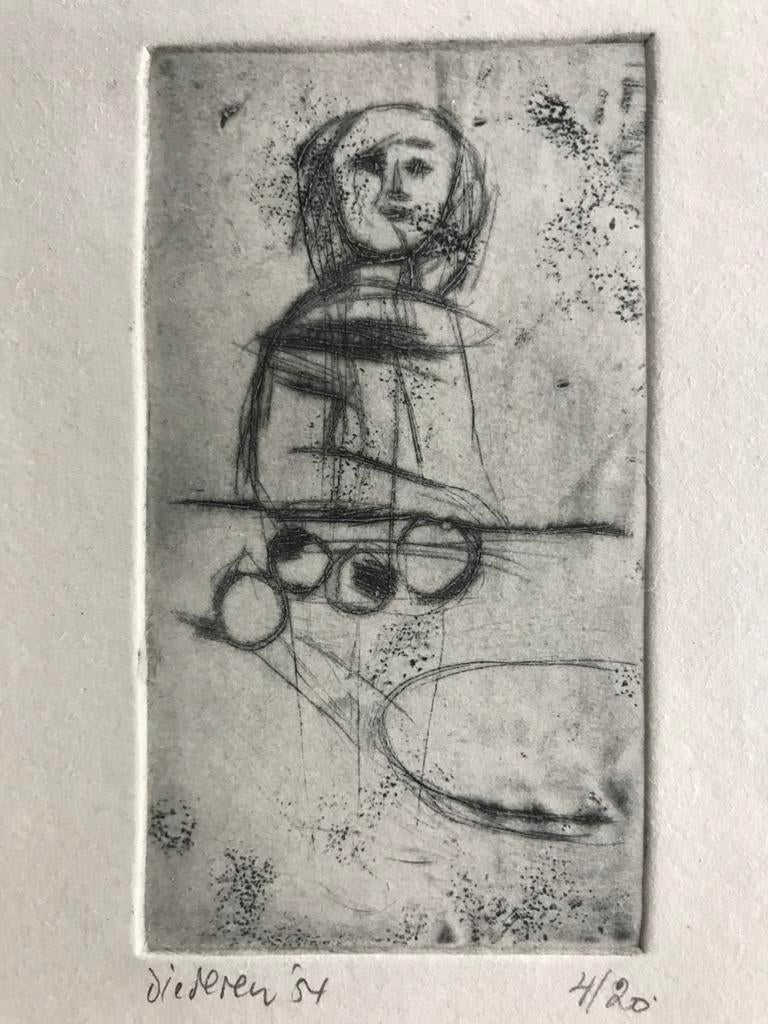 Jef Diederen, ets, meisje, Antiek en Kunst, Ophalen of Verzenden