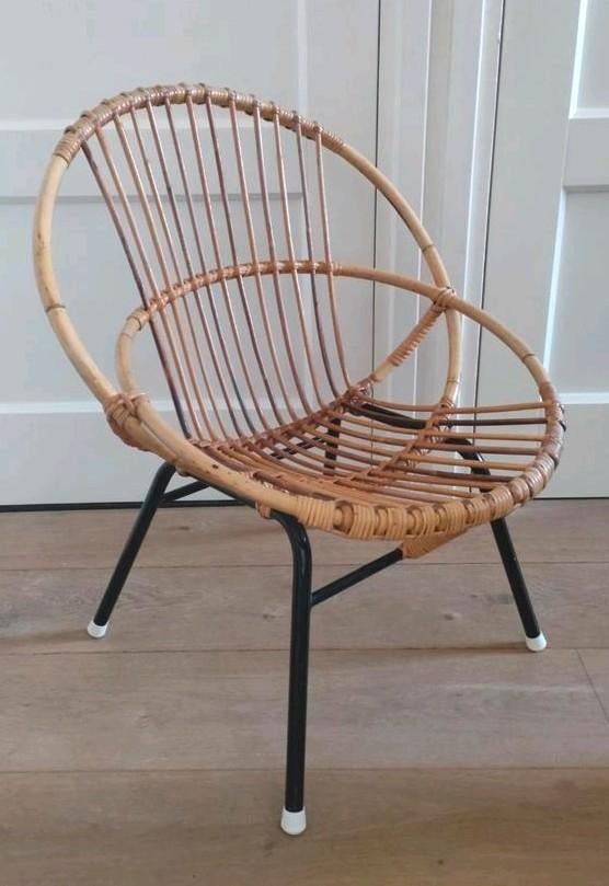 Vintage stoel rotan stoel Rohe Noordwolde stoeltje fauteuil, Ophalen, Stoel(en)