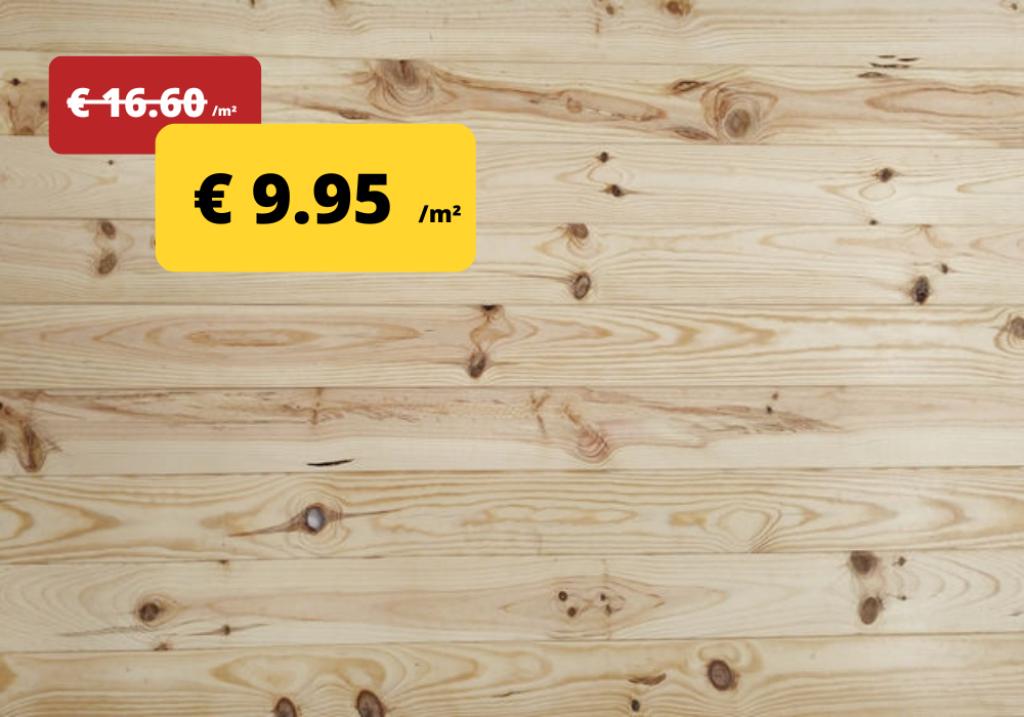 Grenen parket voor € 9.95 /m² - STOCKVERKOOP, Nieuw, 10 m² of meer, Hout, 150 cm of meer