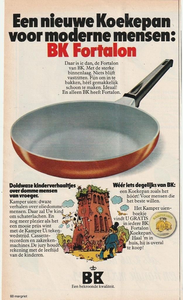 Retro reclame 1977 BK Kampen oranje Fortalon pan uien boek, Verzenden, Overige typen