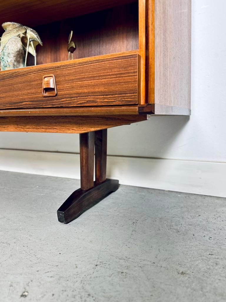 Vintage highboard wandkast Topform jaren 50/60 pallisander, Ophalen, Gebruikt, 100 tot 150 cm, 150 tot 200 cm